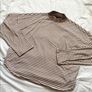 Tan and White Mock Neck Tee